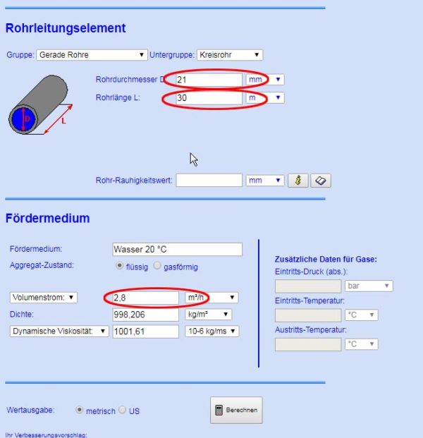 Eimertest zur Bewässerung  Wasserdruck-Tabelle 